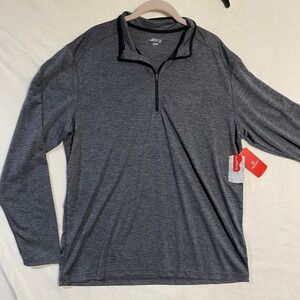 BCG Mens Quarter Zip Pullover Gray Heather Moisture Wicking Training Shirt L NWT